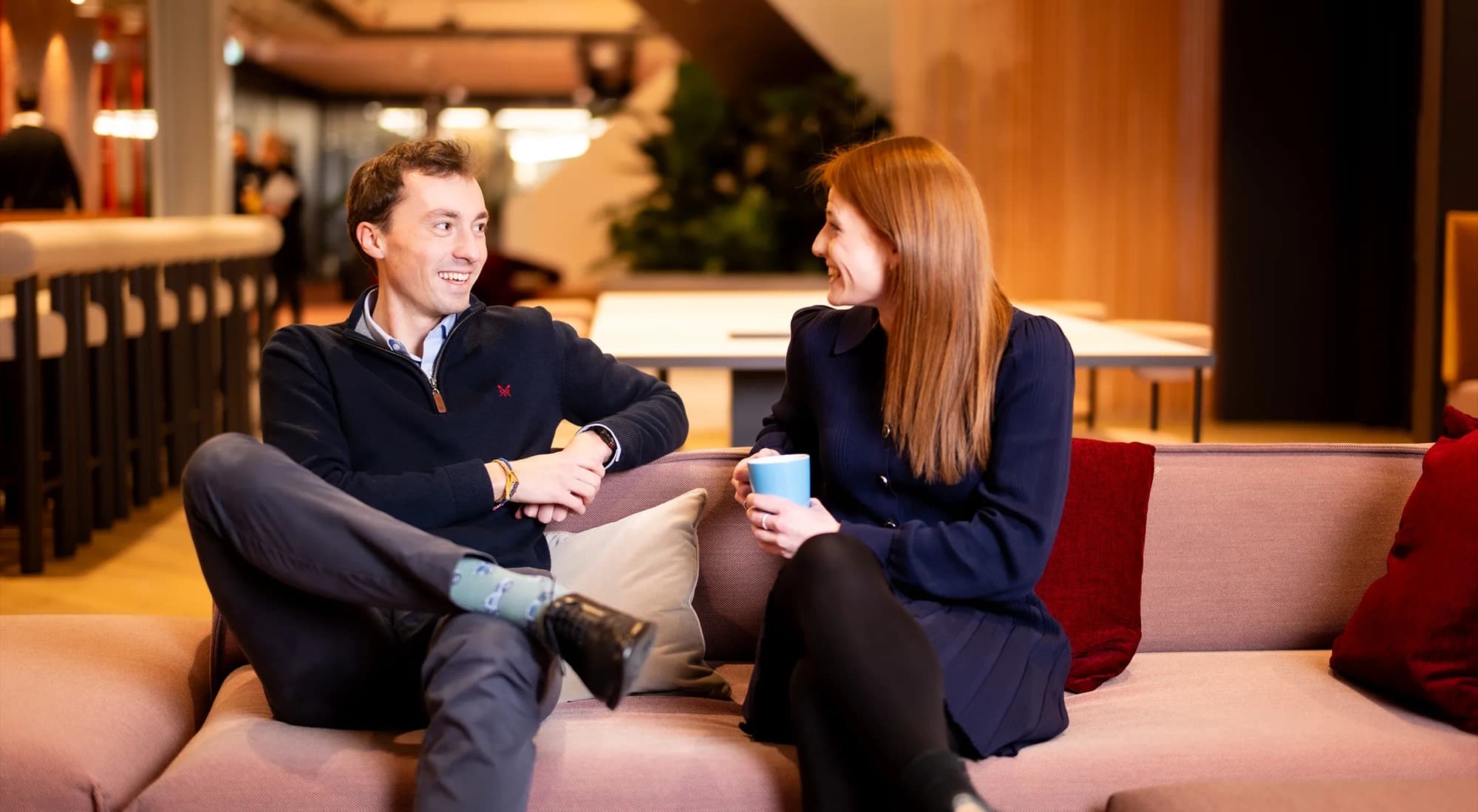 Colleagues discussing a project together