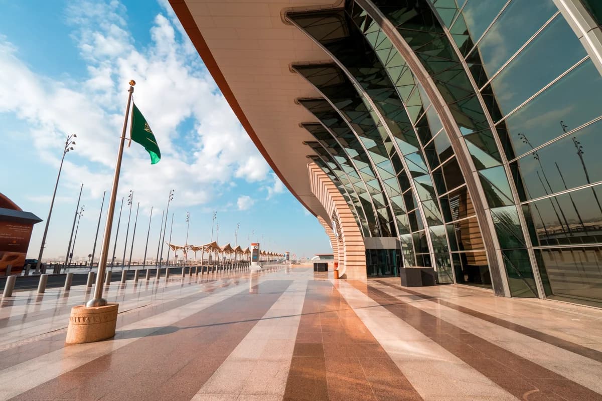 Exterior view of the new terminal in Jeddah during a test run.
